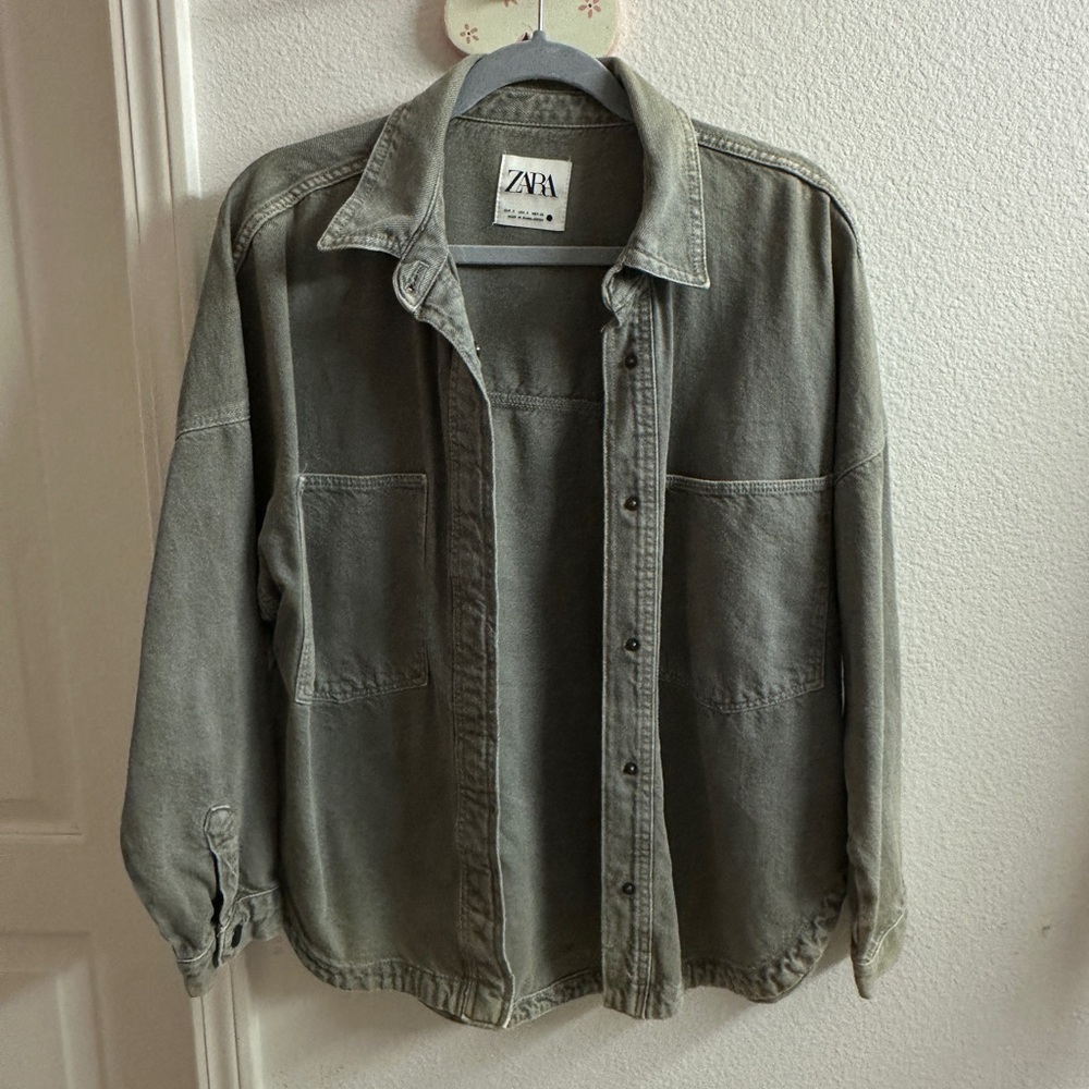 Zara Men's Olive Shirt Jacket